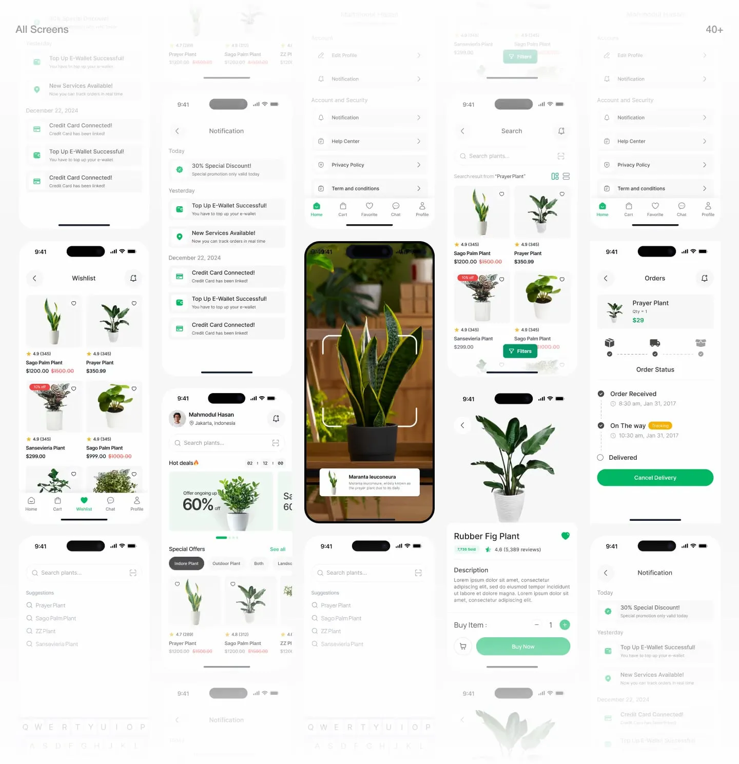 Leafy Plant app screens on a phone