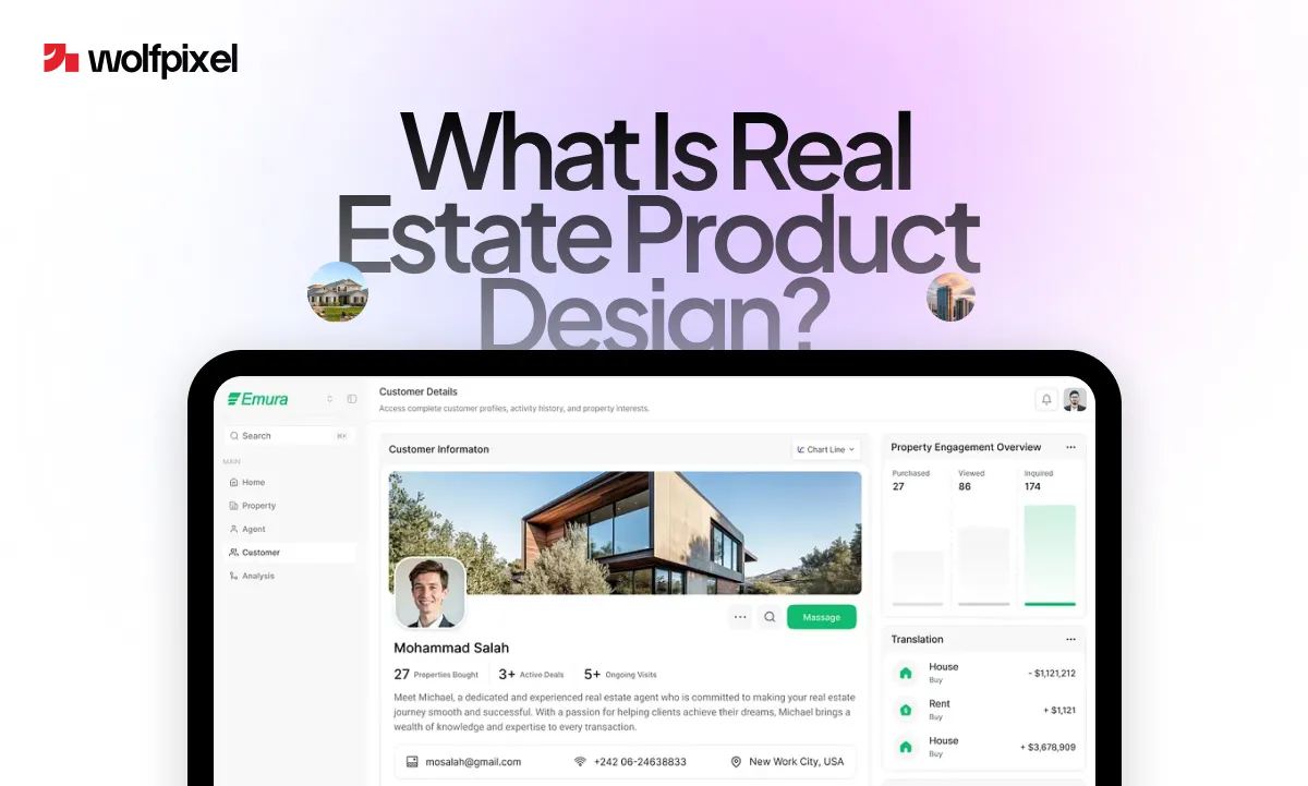 real estate product design dashboard example by Wolfpixel.