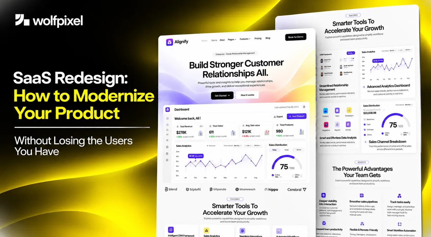 SaaS redesign dashboard interface with modern UI and improved