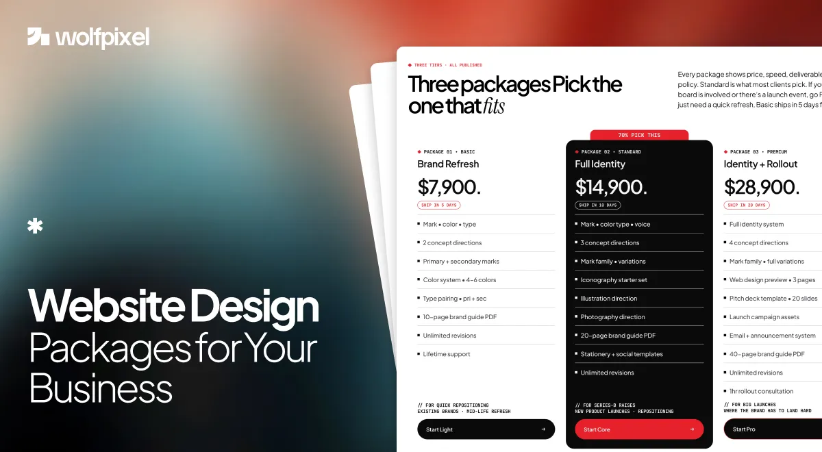 website design package shown on a laptop screen
