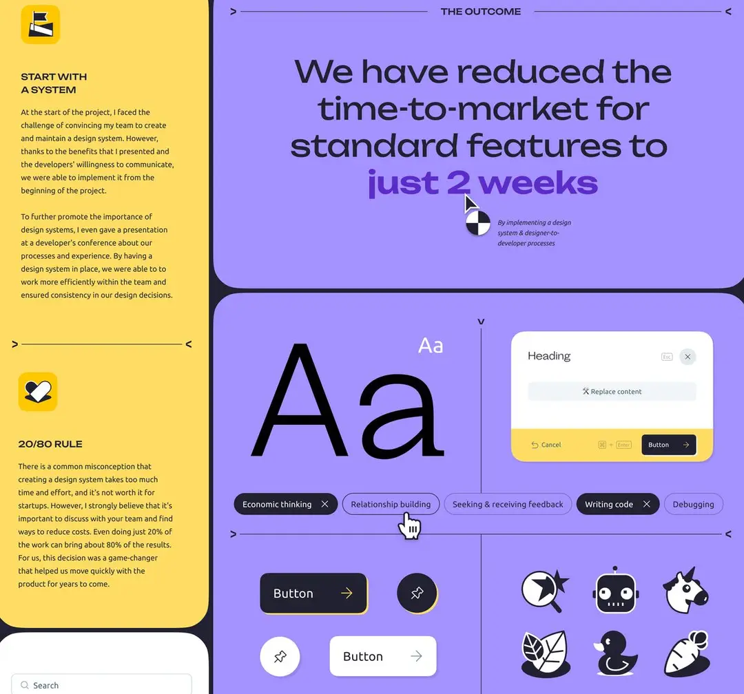 Design system documentation with type scale and components