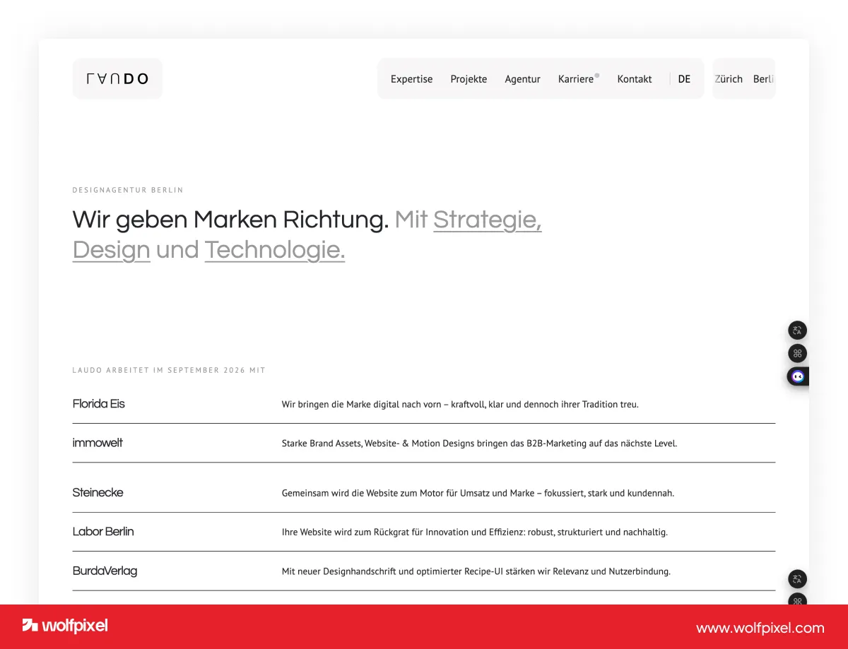 LAUDO Berlin digital agency website and UX design
