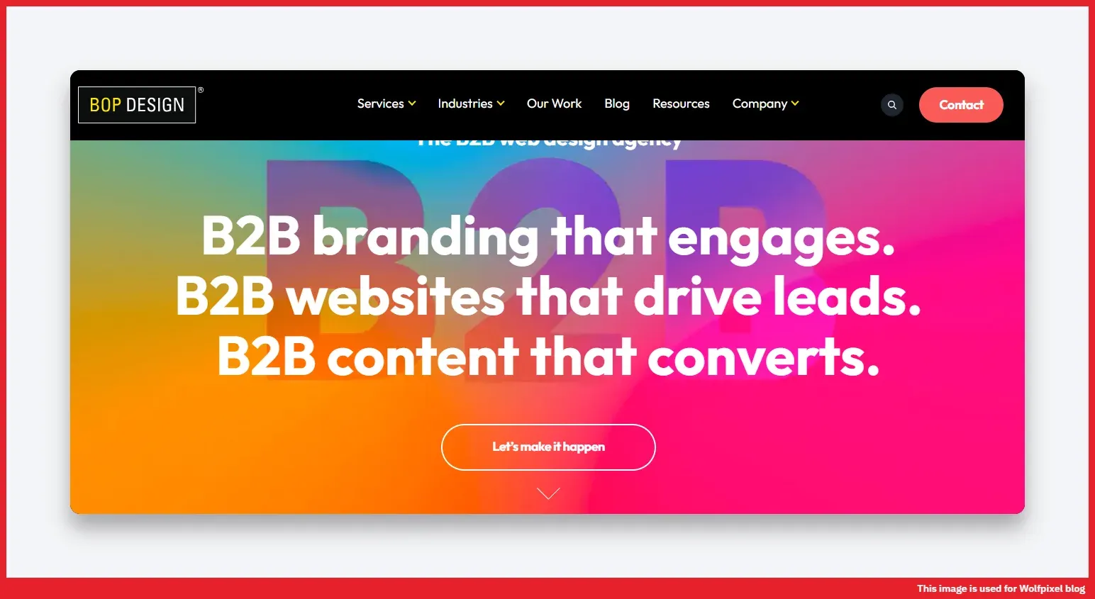 Bop Design B2B website example
