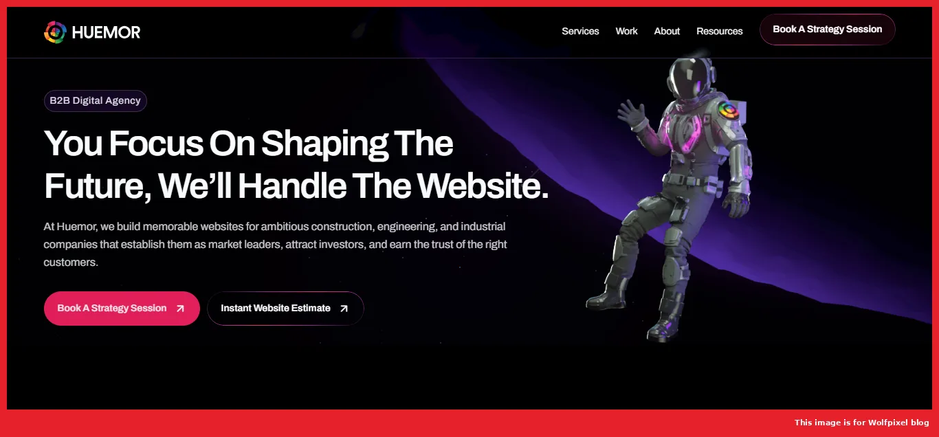 Huemor website homepage screenshot