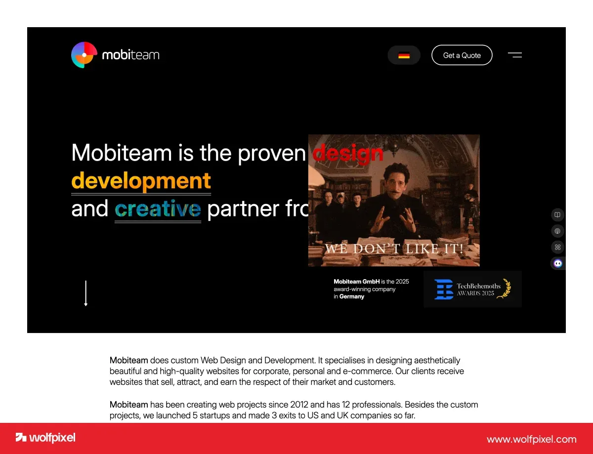 Mobiteam Berlin custom website and ecommerce design