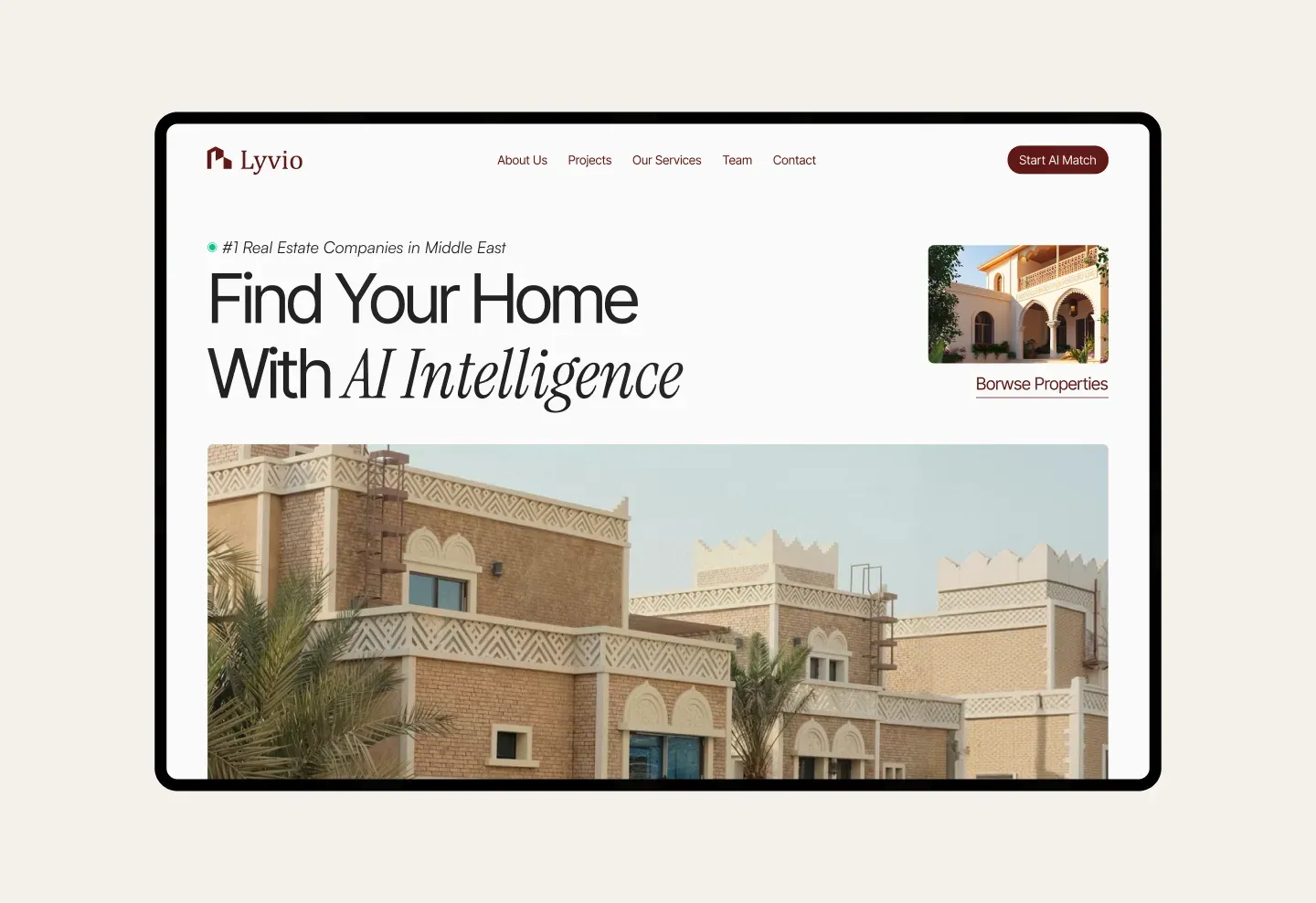 Lyvio — AI property-advisor website from Wolfpixel’s published portfolio