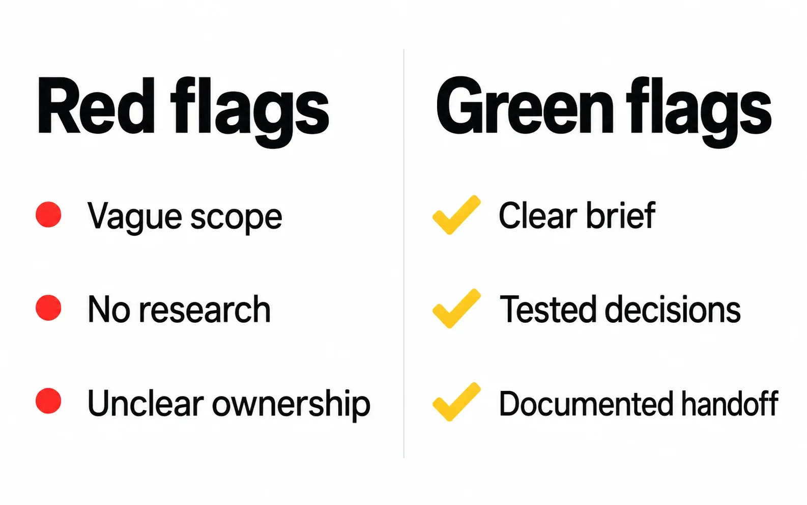 Red flags and green flags for evaluating a design partner