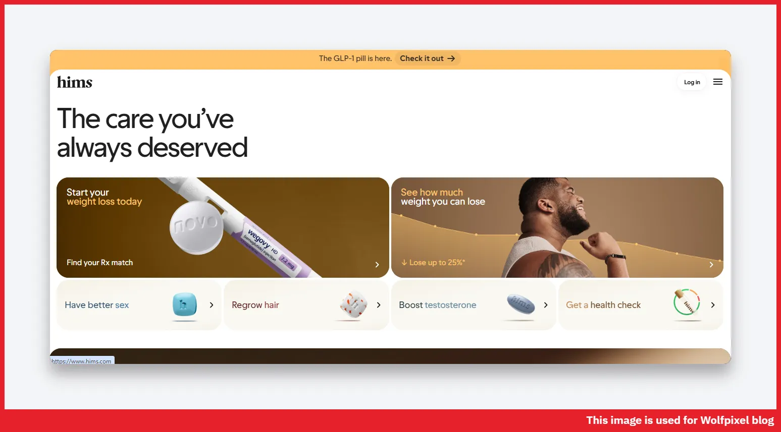 Hims and Hers healthcare website design with bold modern branding