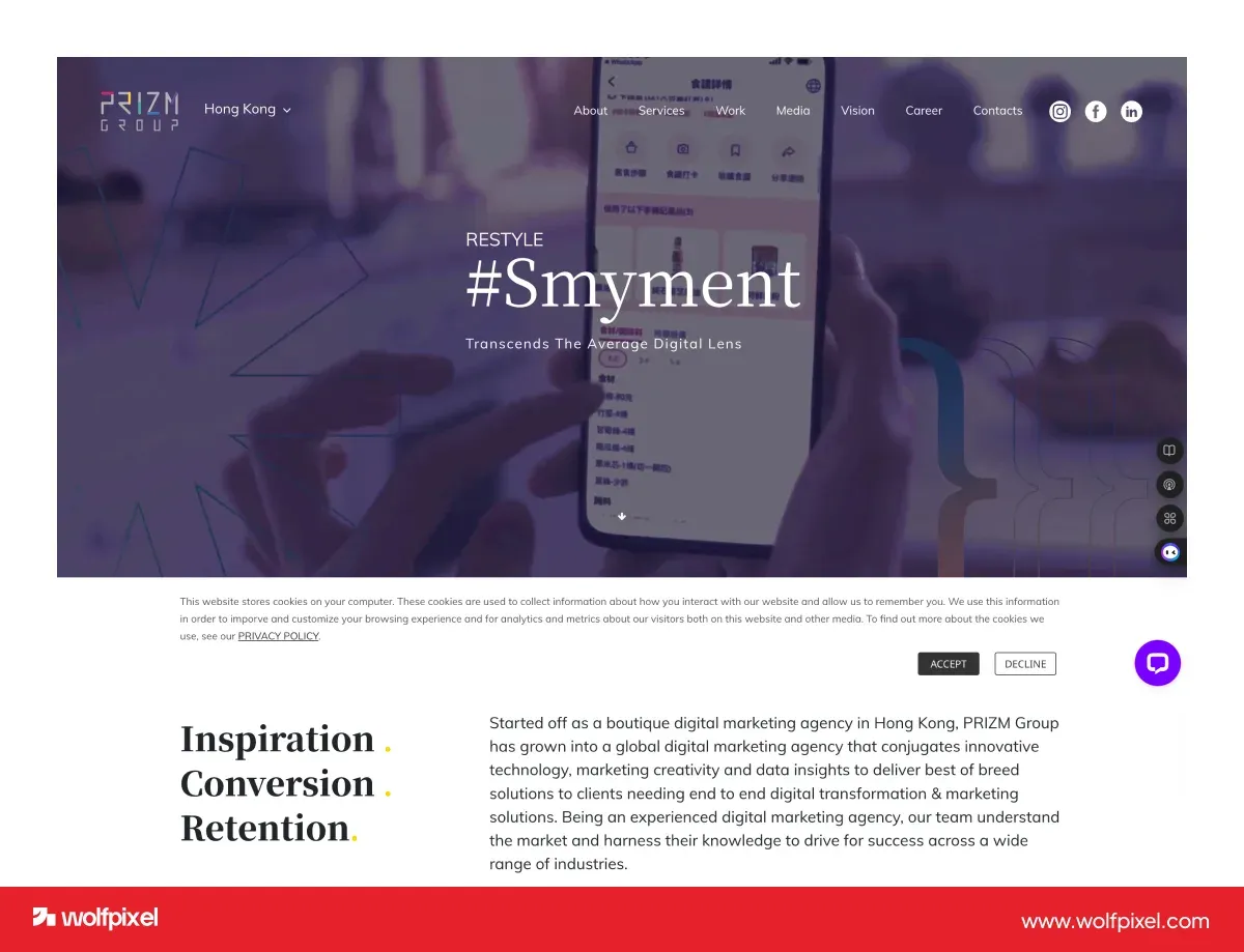 Prizm Group Hong Kong brand-led website design and storytelling