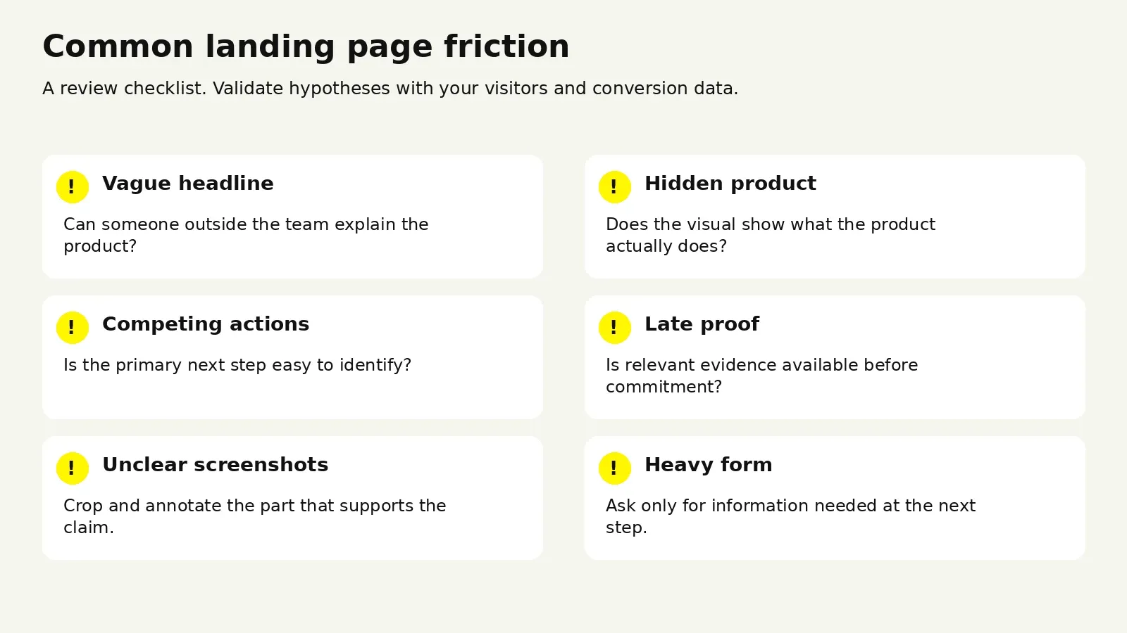 Six common landing page friction points to review