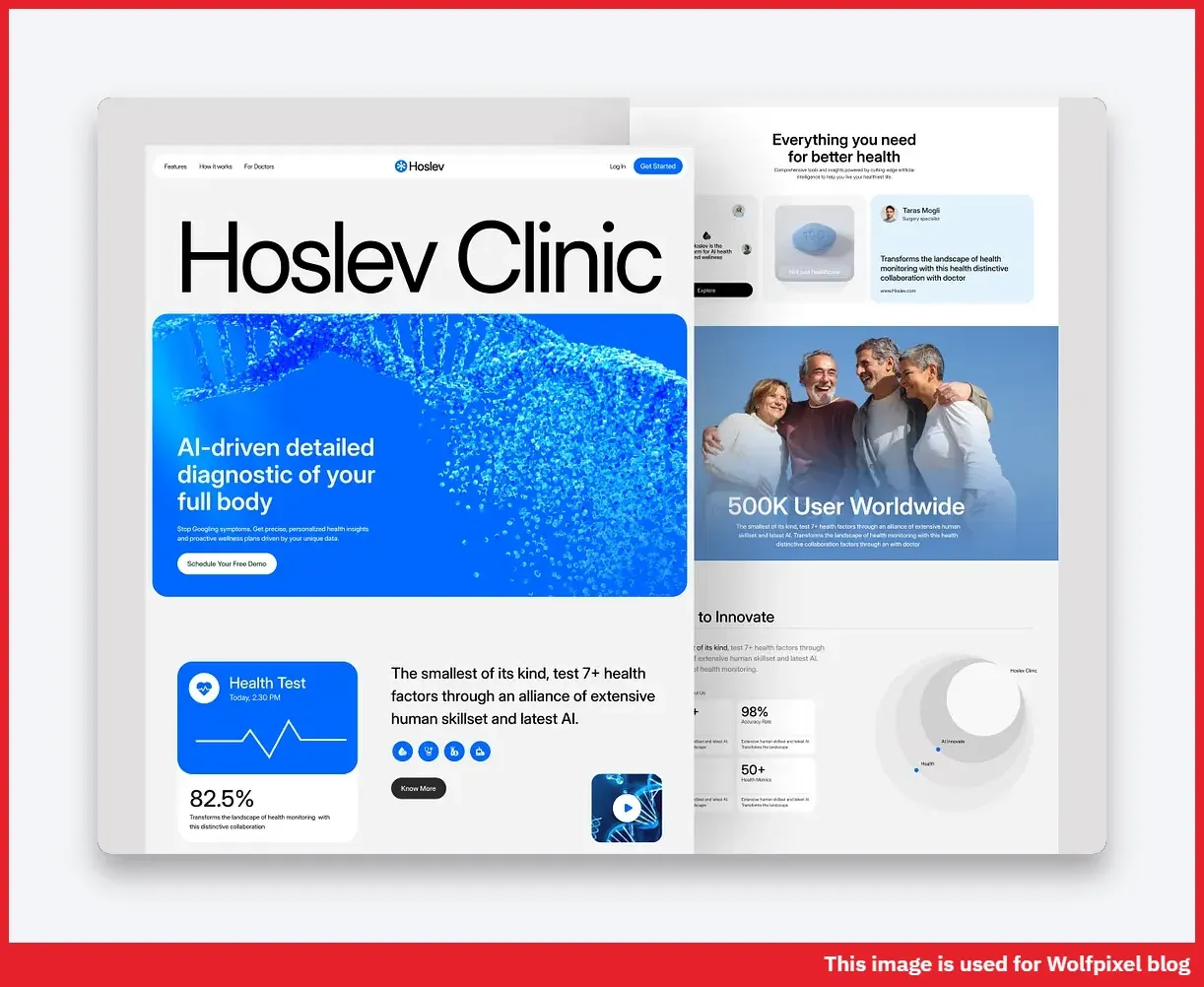 Hoslev Clinic AI healthcare website designed by Wolfpixel