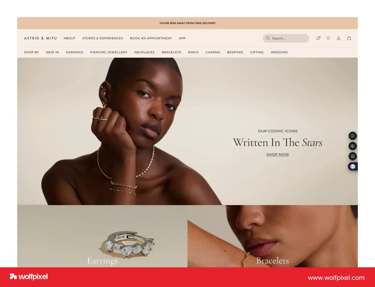 Astrid and Miyu experience led jewelry website design.