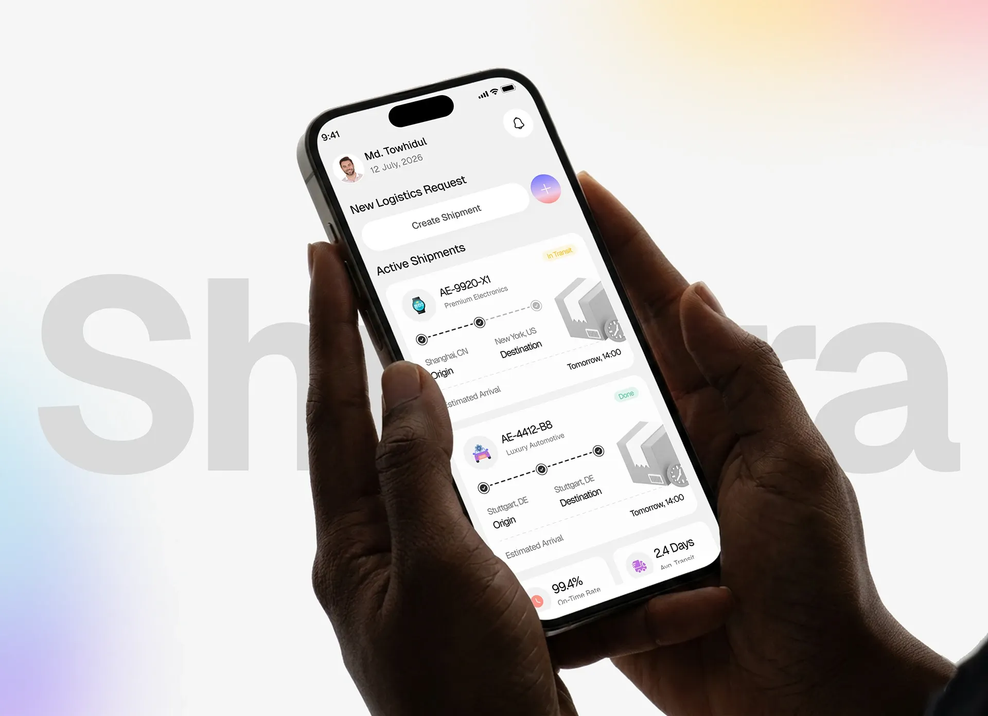 Logistics app on two phones