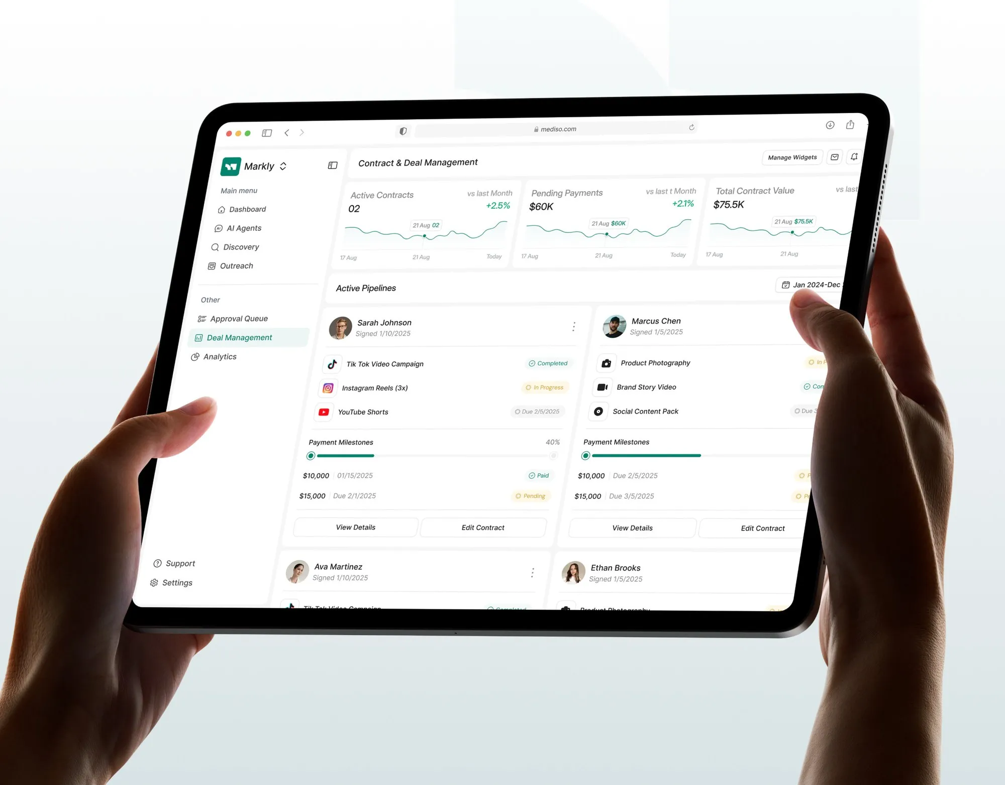 HR dashboard shown on a tablet