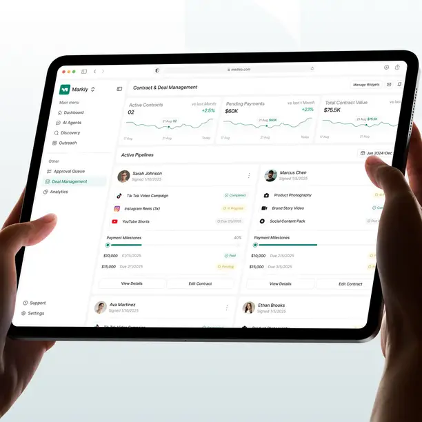 SaaS dashboard on a tablet