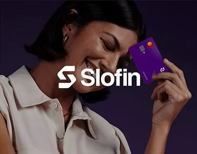 Slofin fintech brand with a woman holding a card